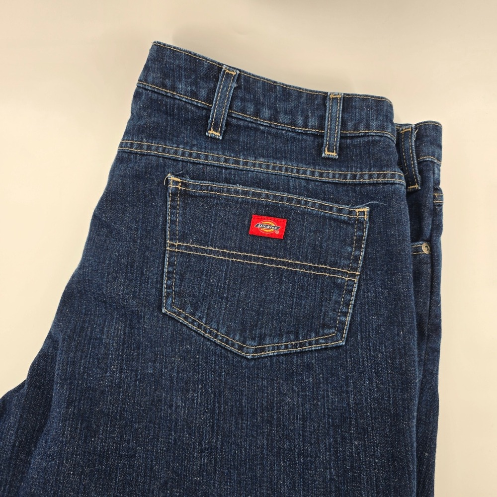 Dickies Flannel Lined Jeans Womens Straight Leg Insulated Dark Wash Blue 20 Reg